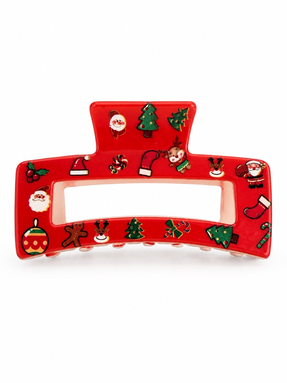 Red Santa Claus Christmas Reindeer Gingerbread Holly 3" Lobster Claw Hair Clip
